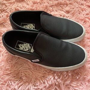 Vans Slip On Black Perforated Leather Sneakers Women’s 6.5 Men’s 5